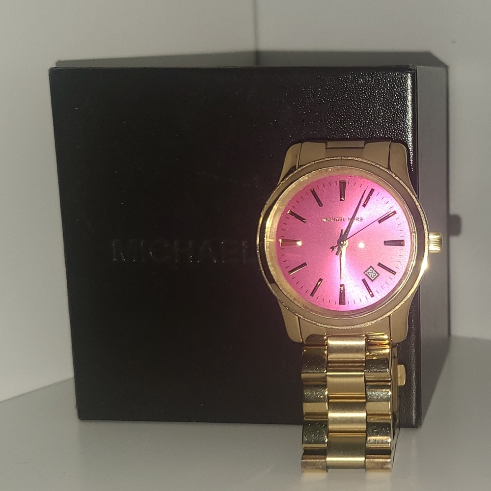 Michael Kors Gold and Pink Watch, New, In Box